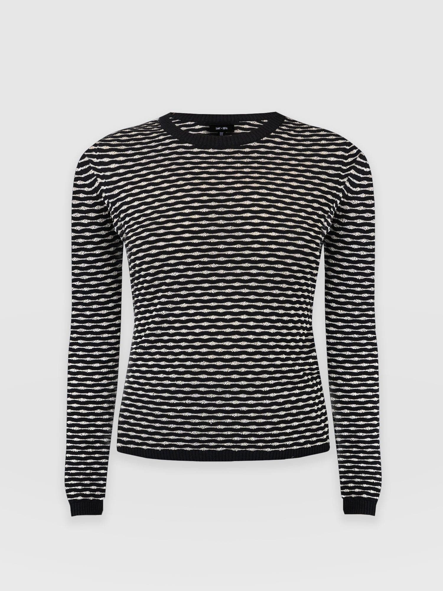 Jolie Wave Sweater Black/Cream - Women's Jumpers | Saint + Sofia® UK
